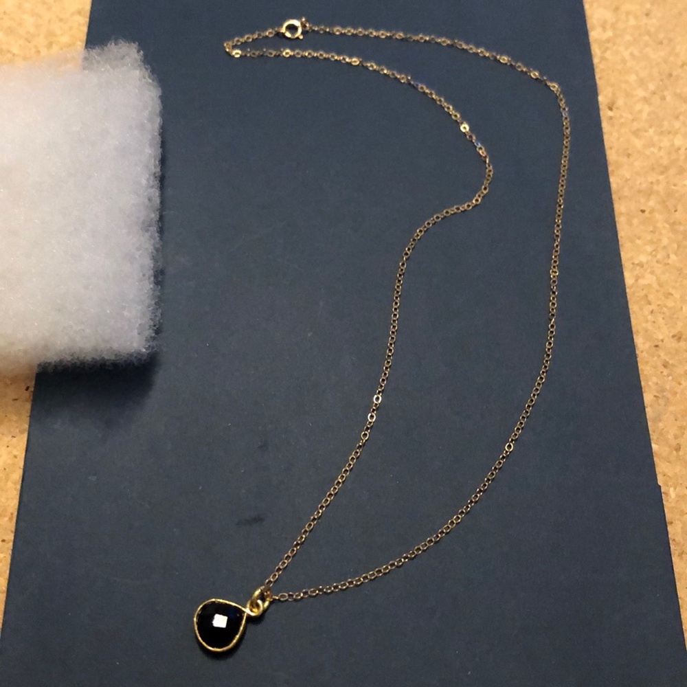 Petite Gold plated black pendant necklace